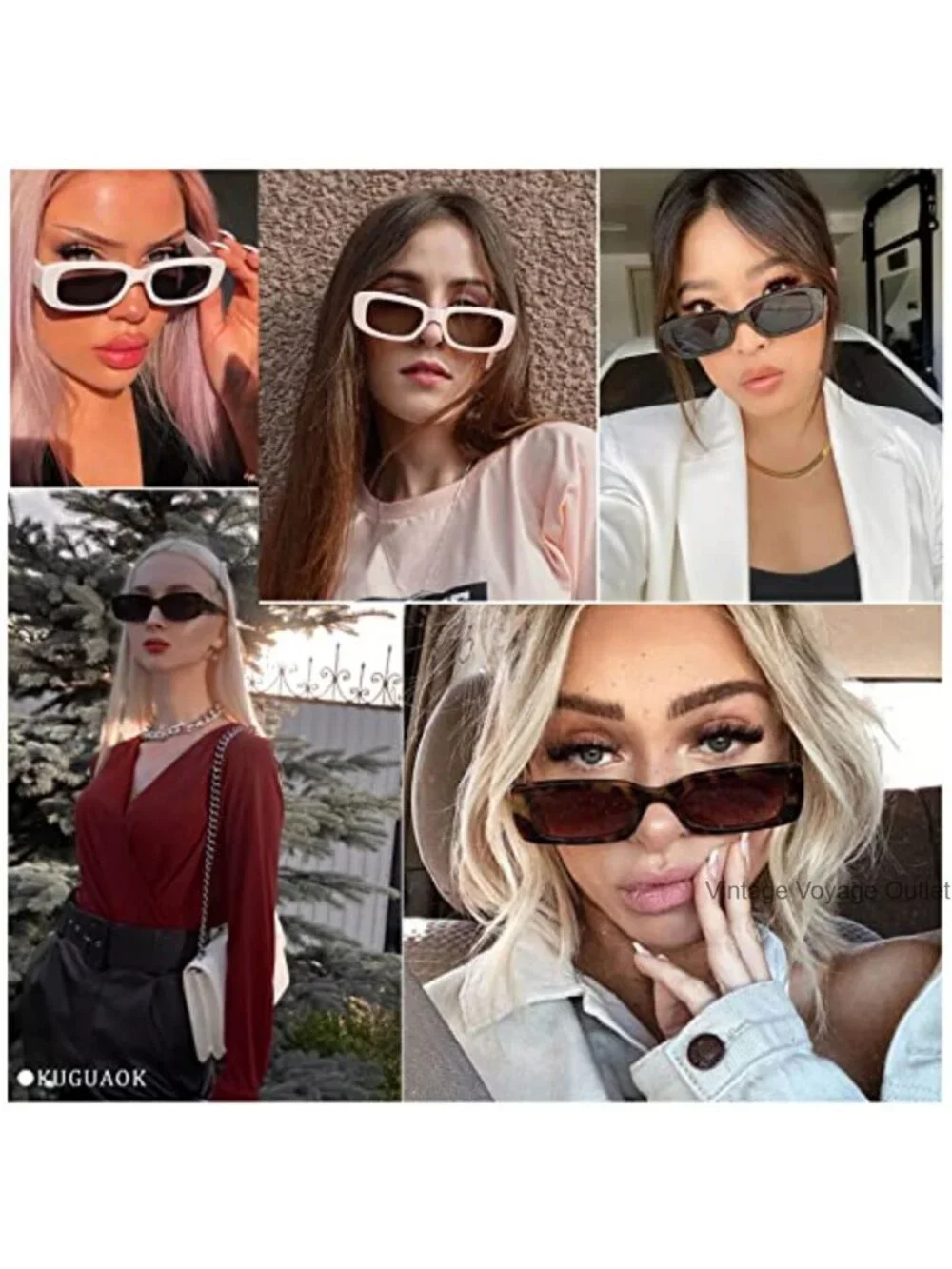 Retro Rectangle Sunglasses Women Men Vintage Square UV Protection